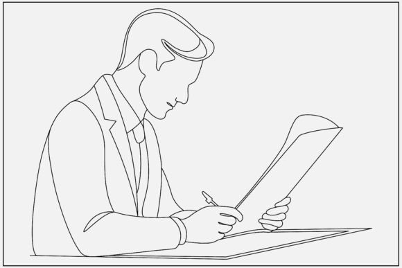 Book Reading Man Line Art