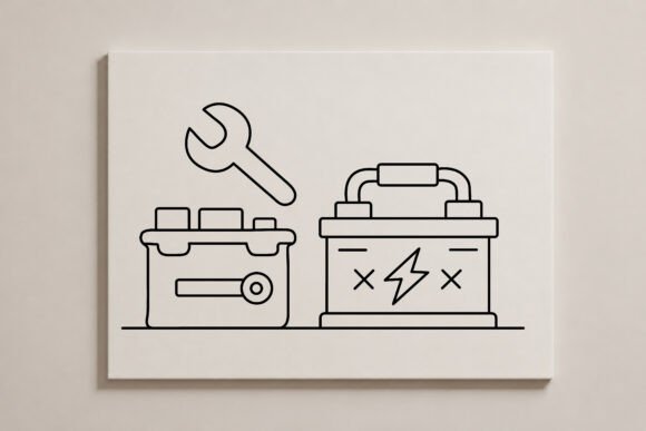Car Battery Line Art Wall Decor