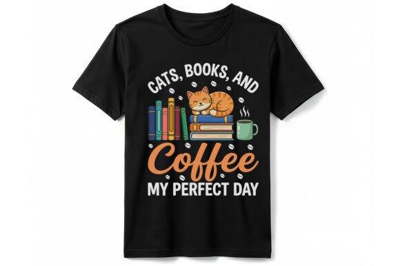 Cats Books Coffee Perfect Day T-Shirt