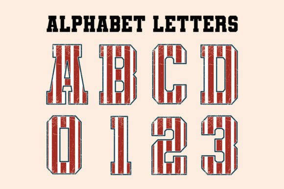 Checkered Patriotic Red Alphabet Letters