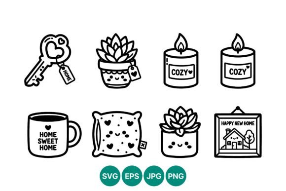 Cozy Home Icons Black and White