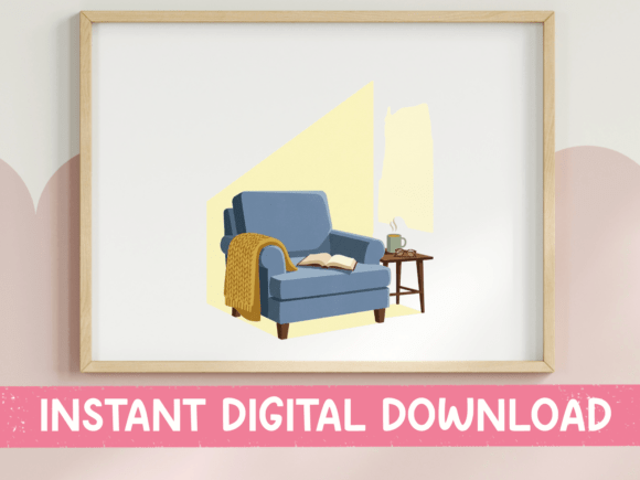 Cozy Reading Chair Book Nook Print