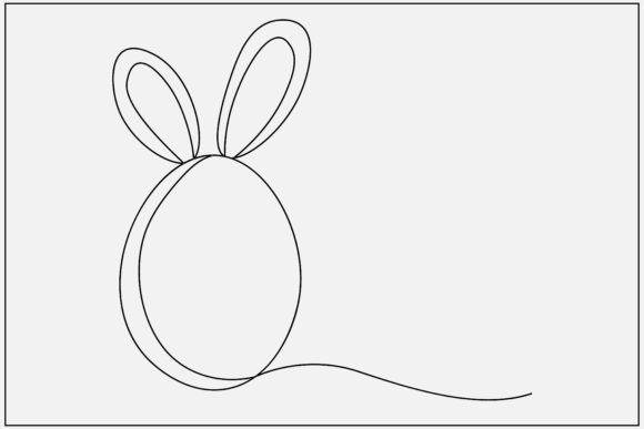 Cute Pencil Bunny Ears One Line Art