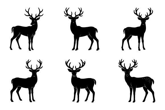 Deer Antlers Vector Art Silhouette