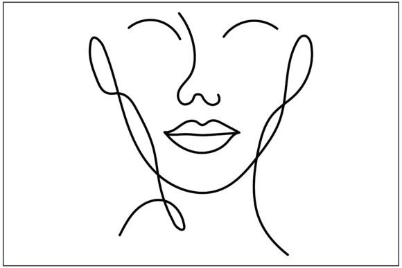 Female Closed Eyes Line Art