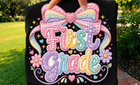 First Grade Rainbow Bow Sublimation PNG