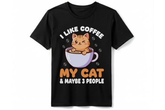 Funny Cat and Coffee Lover T-Shirt