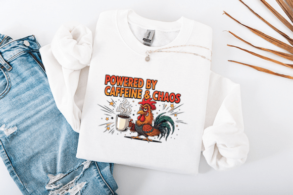Funny Rooster Powered by Caffeine