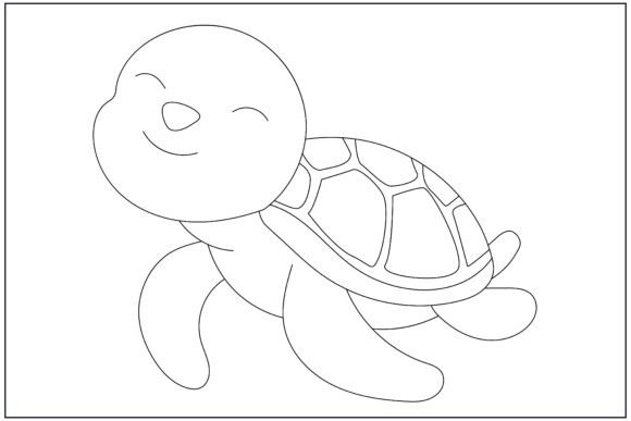 Laughing Cheeky Turtle Line Art