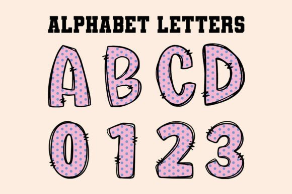 Light Pink Polka Dots Doodle Letters