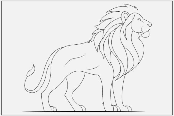 Lion Line Art Minimal Design