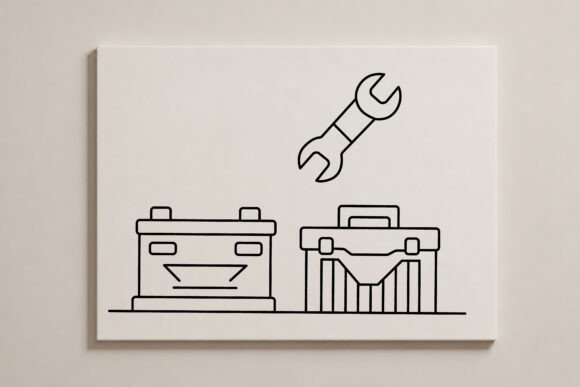Minimal Line Art Car Repair Poster