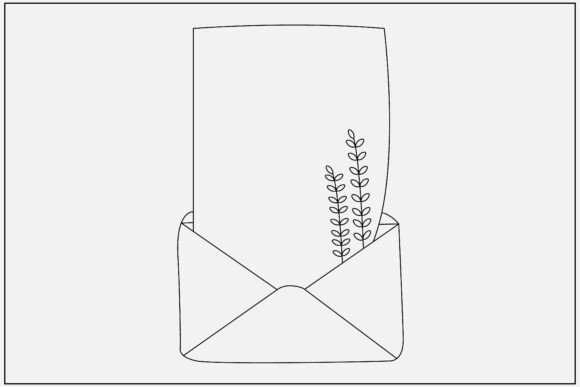 Open Envelope with Note Line Art