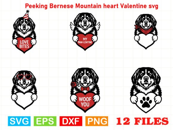 Peeking Bernese Mountain Heart Valentine