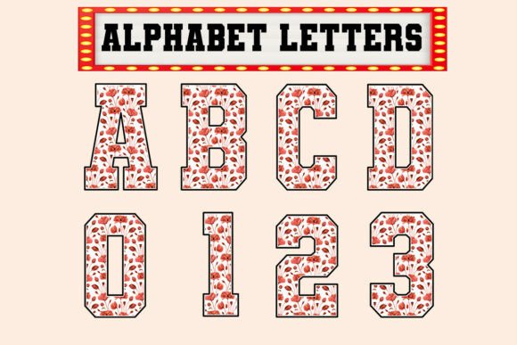 Red Flower Valentine Alphabet Set Png