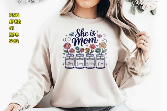 She is Mom Flower Mother's Day T Shirt