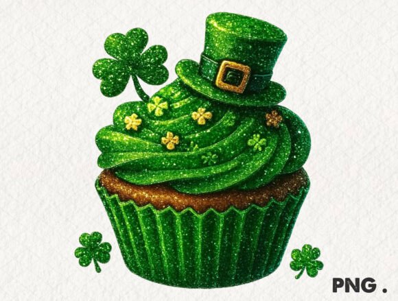 St Patrick’s Day Shamrock Cupcake PNG