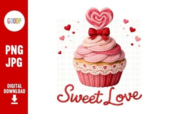 Sweet Love Knit Cupcake PNG