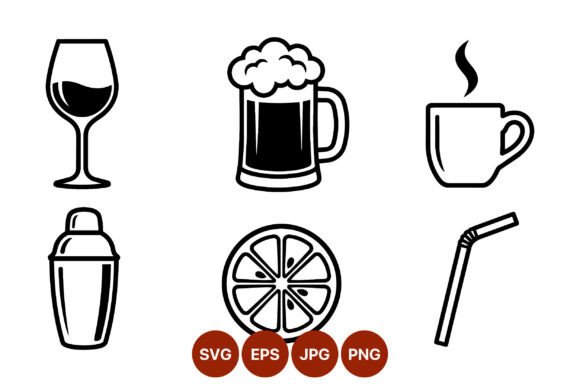 Wine Beer Coffee Cocktail Icons