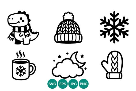 Winter Dinosaur Scarf Hat Snowflake Set